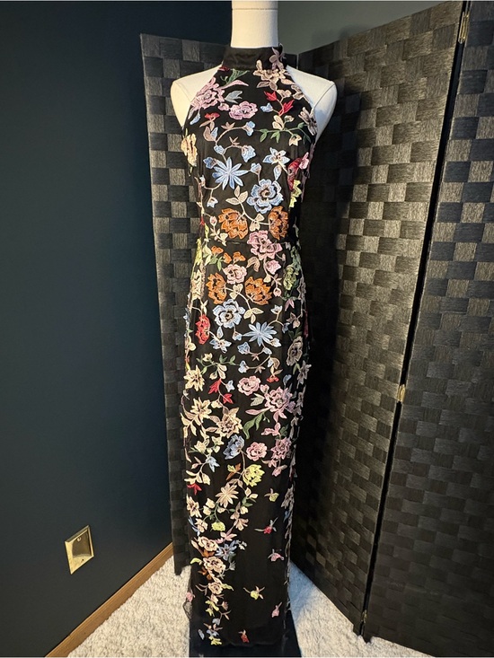 Lulus Dresses & Skirts - Lulus Infinite Praise Black 3D Floral Embroidered Halter Maxi Dress